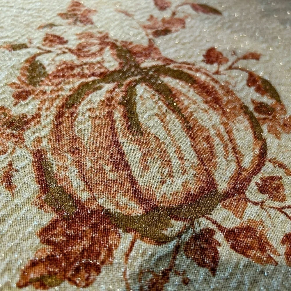 FALL TABLECLOTH Rachel Ashwell Orange Pumpkin Metallic  The Farmhouse 69” x 57”